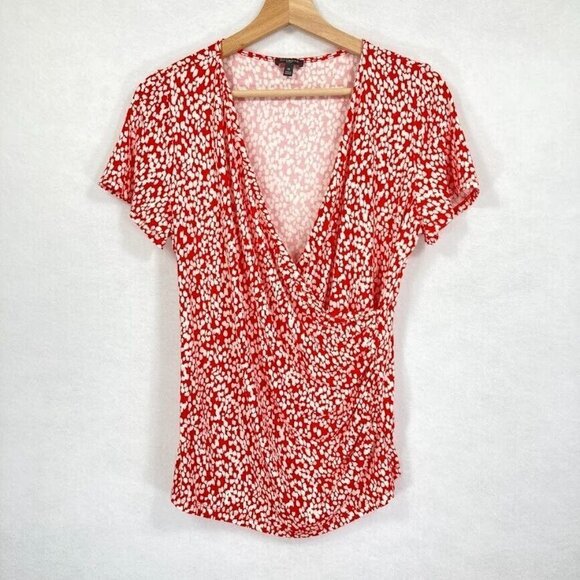 Talbots Faux Wrap Top Short Sleeve Summer Coquette Academia Y2K Grandma M - Picture 1 of 4